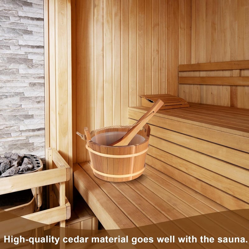 bayisam Wooden Sauna Bucket and Ladle Set, Handmade from Natural Cedar with Rope Handle,4L - Image 4